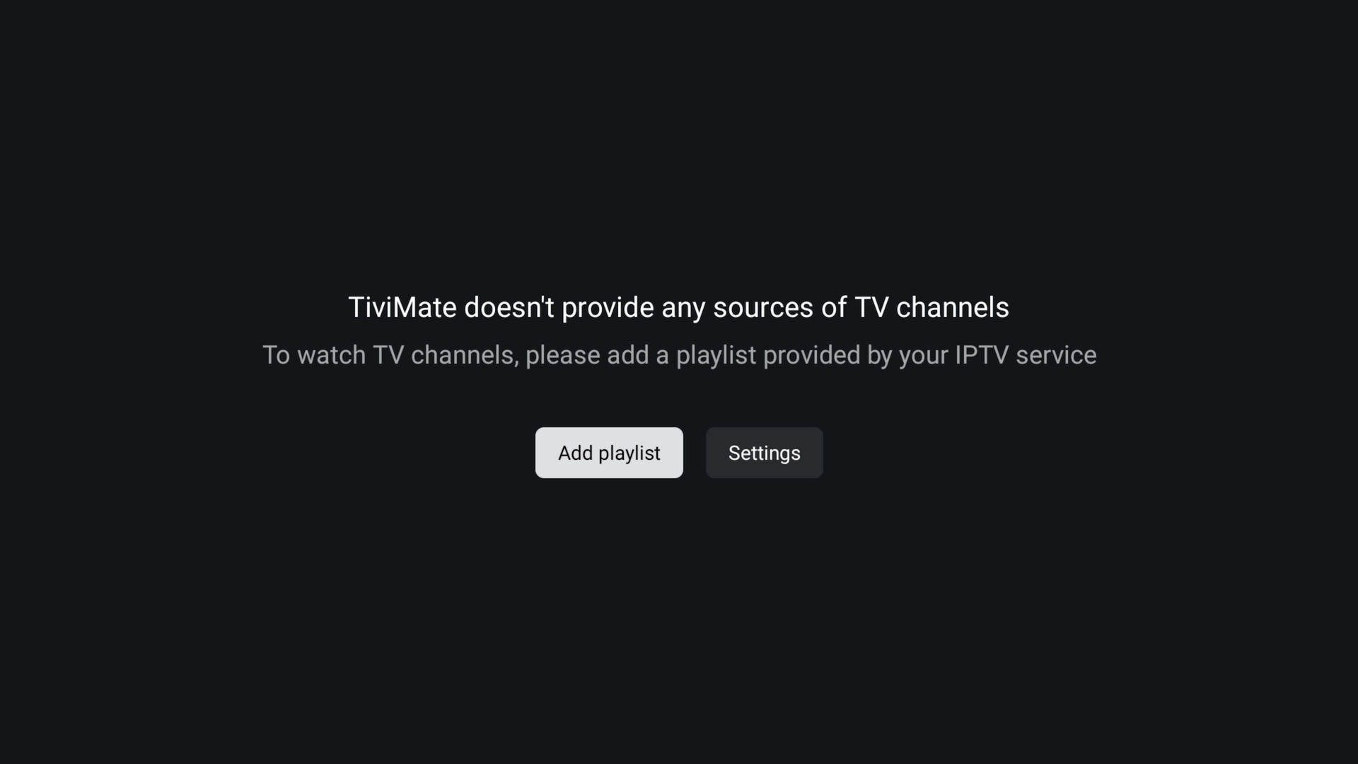 TiviMate welcome screen - Add Playlist